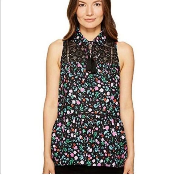 NWTKate Spade Greenhouse Lace Yolk Silk Floral Sleeveless Top SMALL